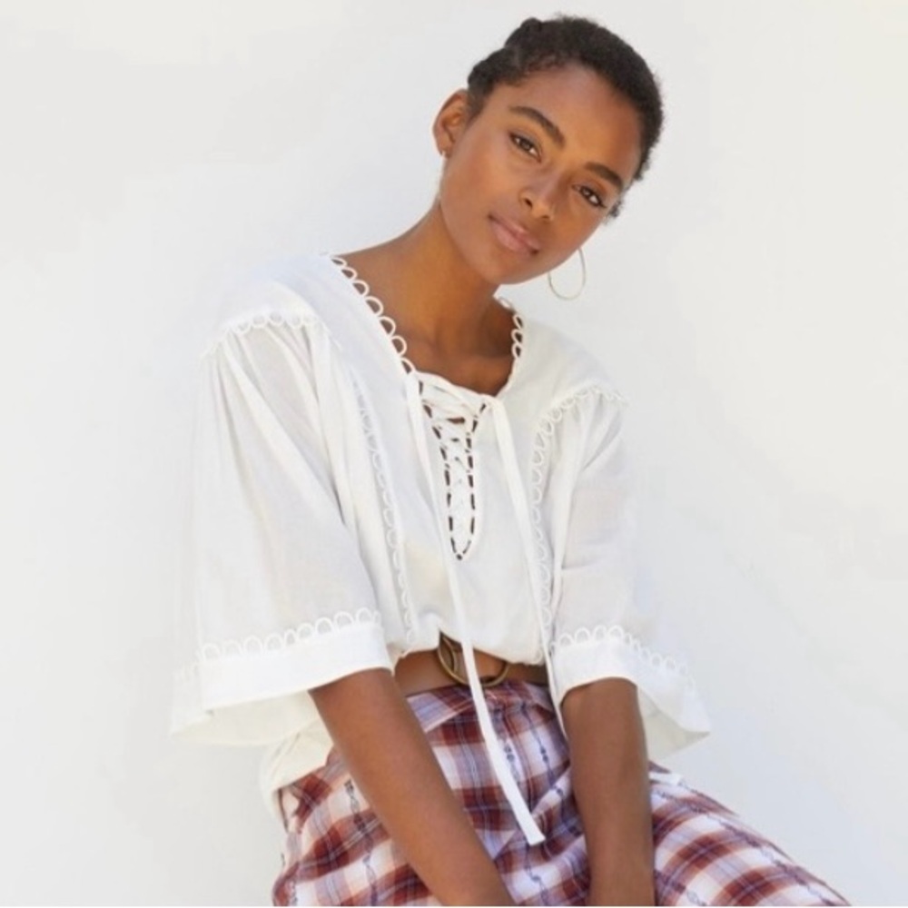 Anthropologie Magali Pascal Lace-Up Blouse NWOT Size Extra Small